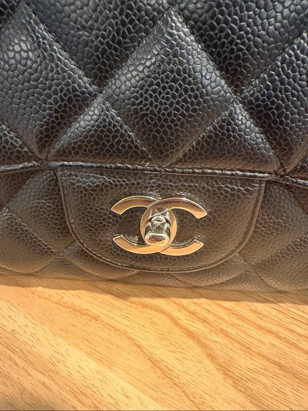 Pre-Loved CHANEL Black Caviar Leather Jumbo Single Flap with Silver Hardware - Picture 3 of 16